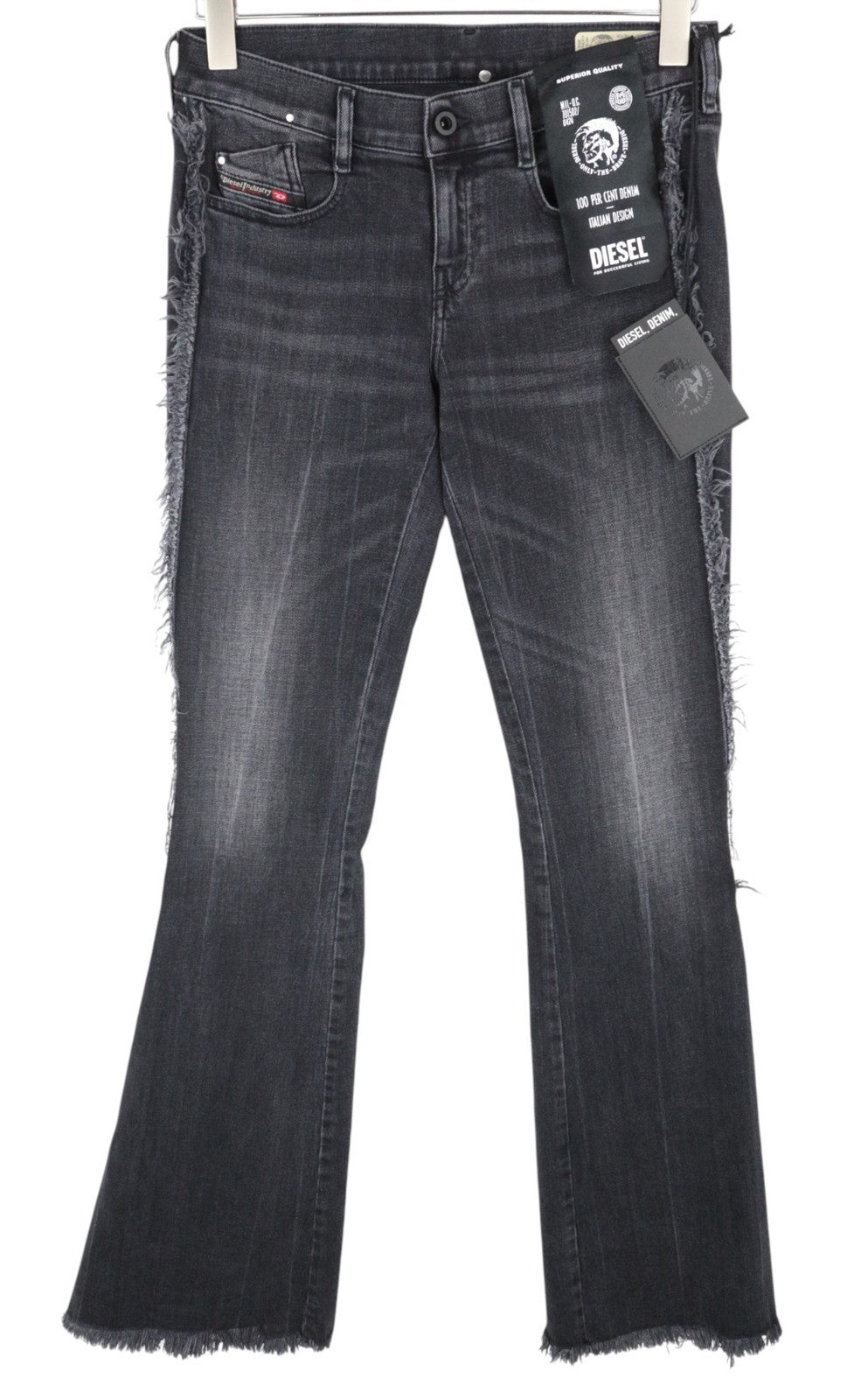 DIESEL D-Ebbey-F 081AH Women Jeans W27/L34 Slit Side Bootcut Stretch Low Waist