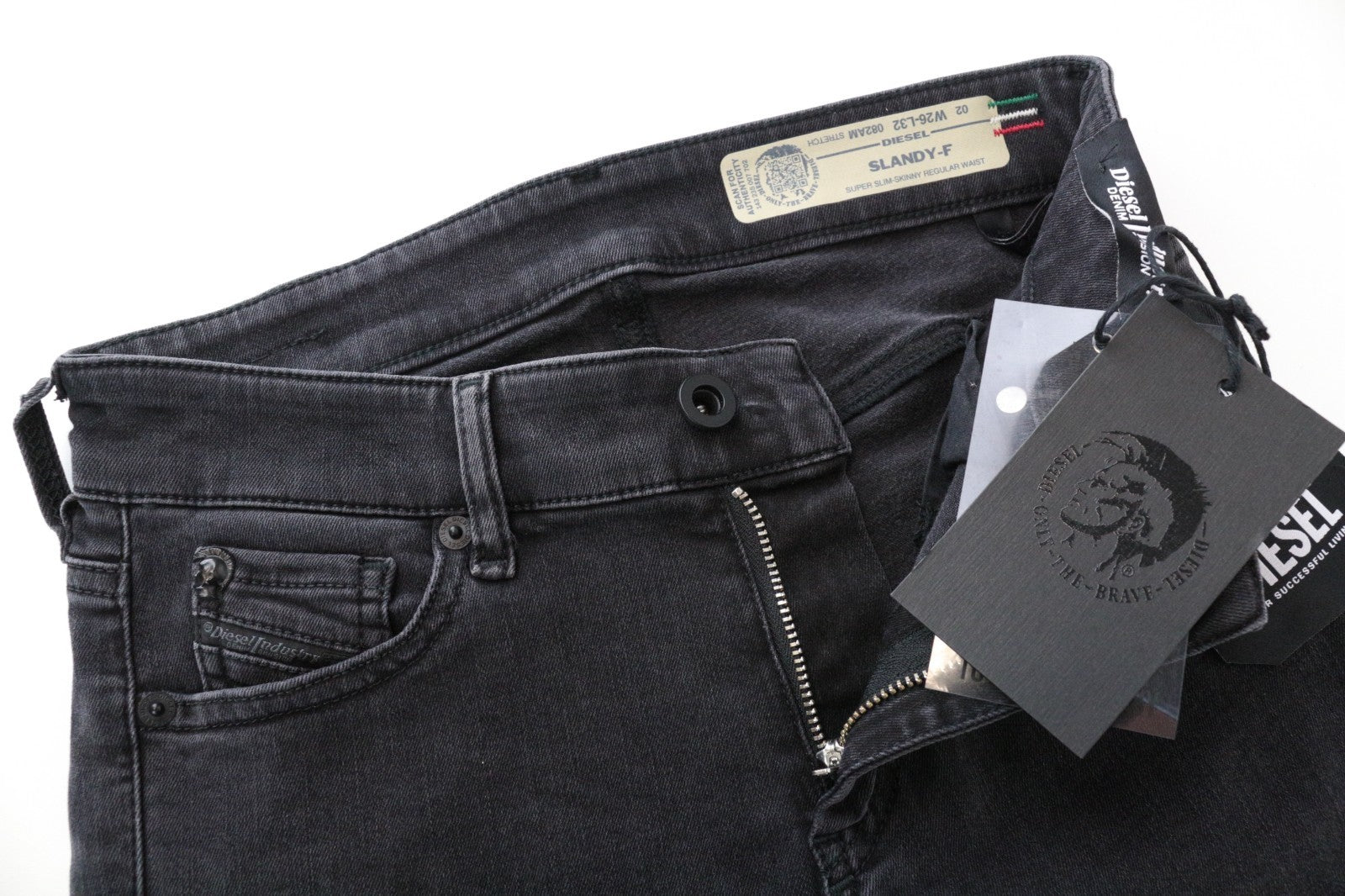 DIESEL Slandy-F 082AM Women Jeans W26/L32 Super Slim-Skinny Grey Cotton Stretch