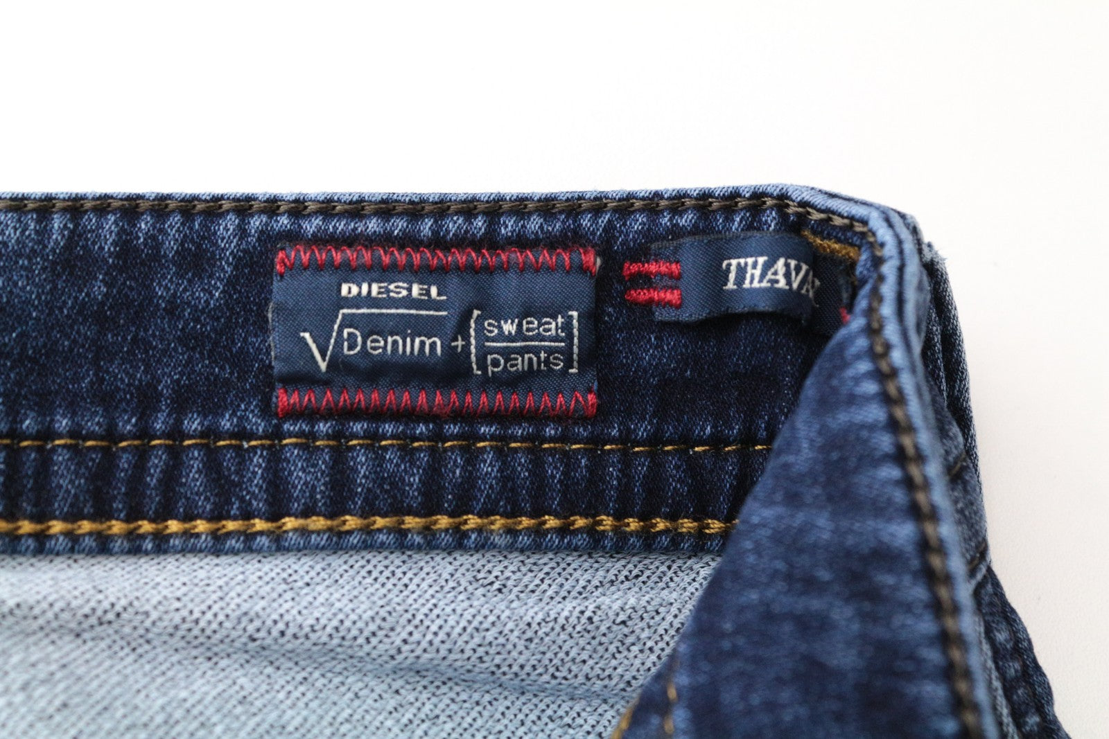 DIESEL Thavar-NE 0662L Men Jeans W28 Sweat Jogg Slim Fit Ripped Blue Stretch