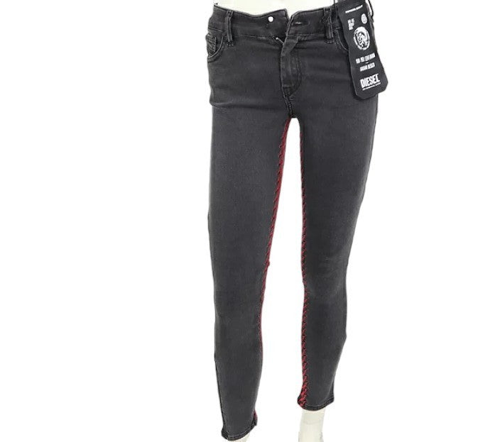 DIESEL Slandy-F 082AM Women Jeans W28/L30 Super Slim Skinny Grey Cotton Stretch