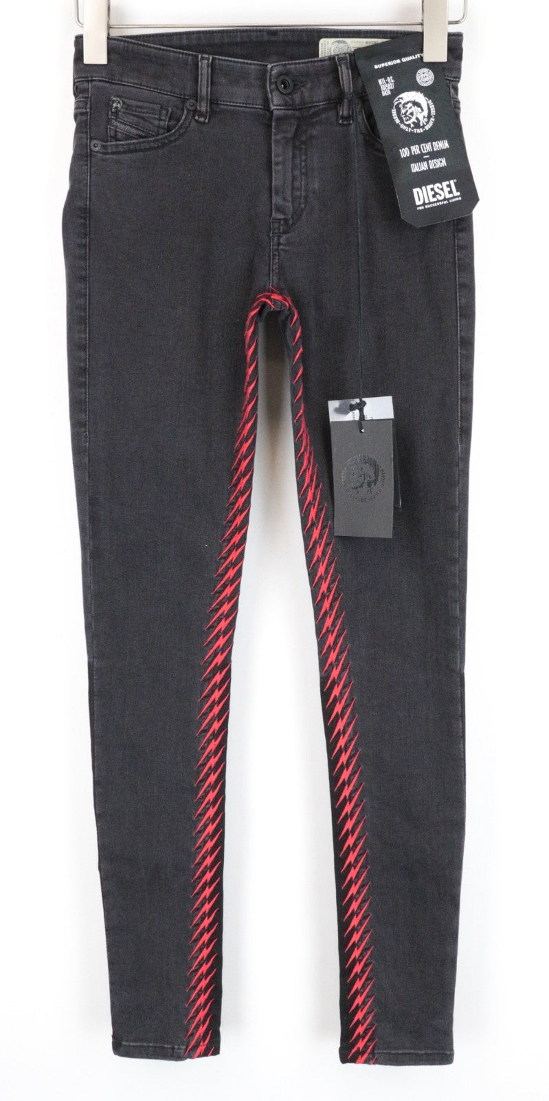 DIESEL Slandy-F 082AM Women Jeans W28/L30 Super Slim Skinny Grey Cotton Stretch