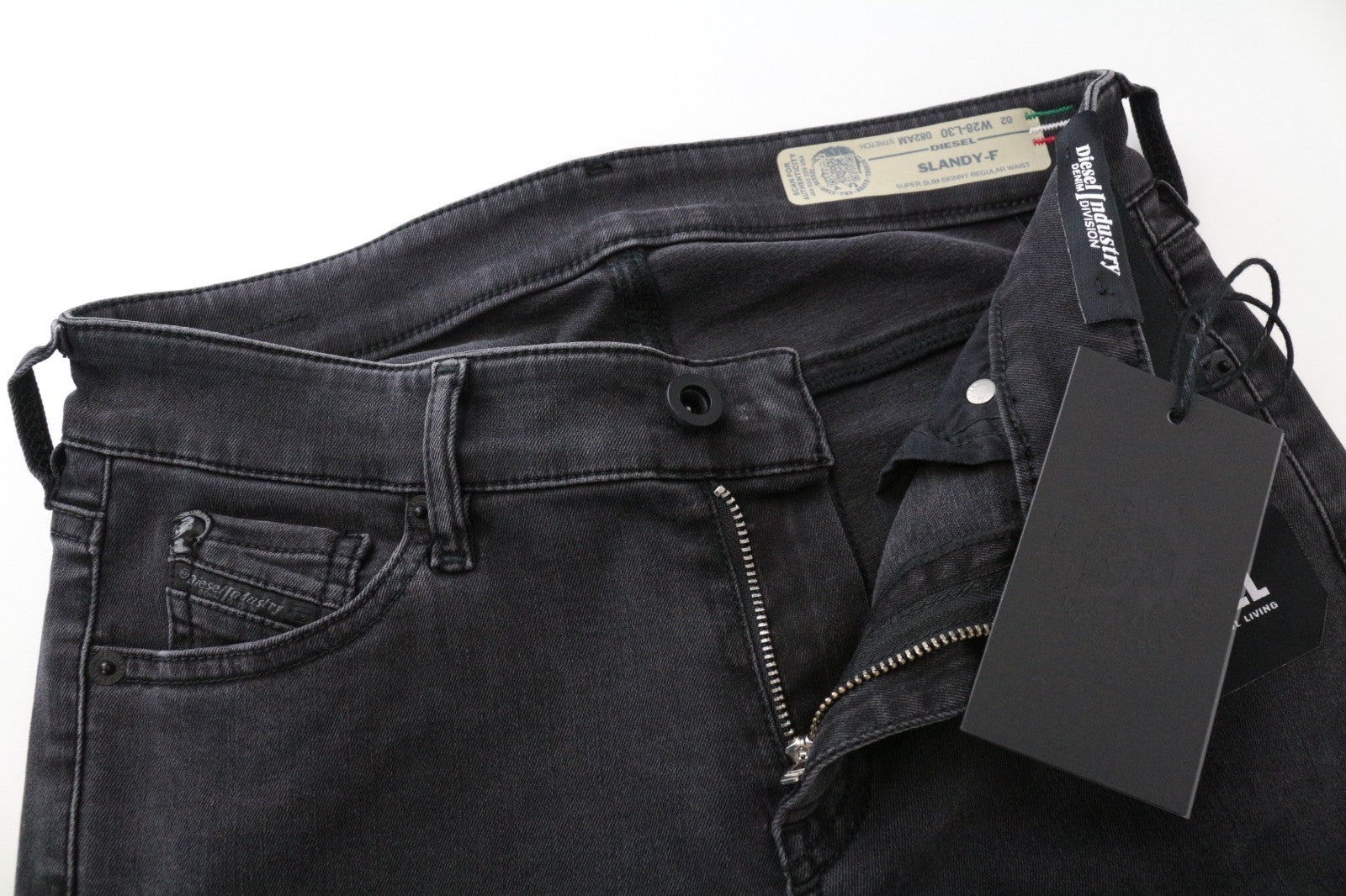 DIESEL Slandy-F 082AM Women Jeans W28/L30 Super Slim Skinny Grey Cotton Stretch
