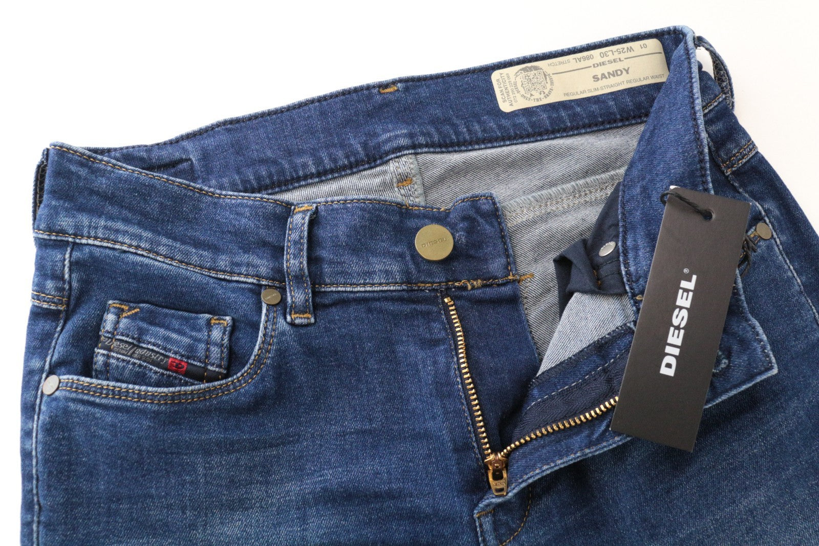 DIESEL Sandy 086AL Women Jeans W25/L30 Slim Straight Fit Blue Cotton Stretch
