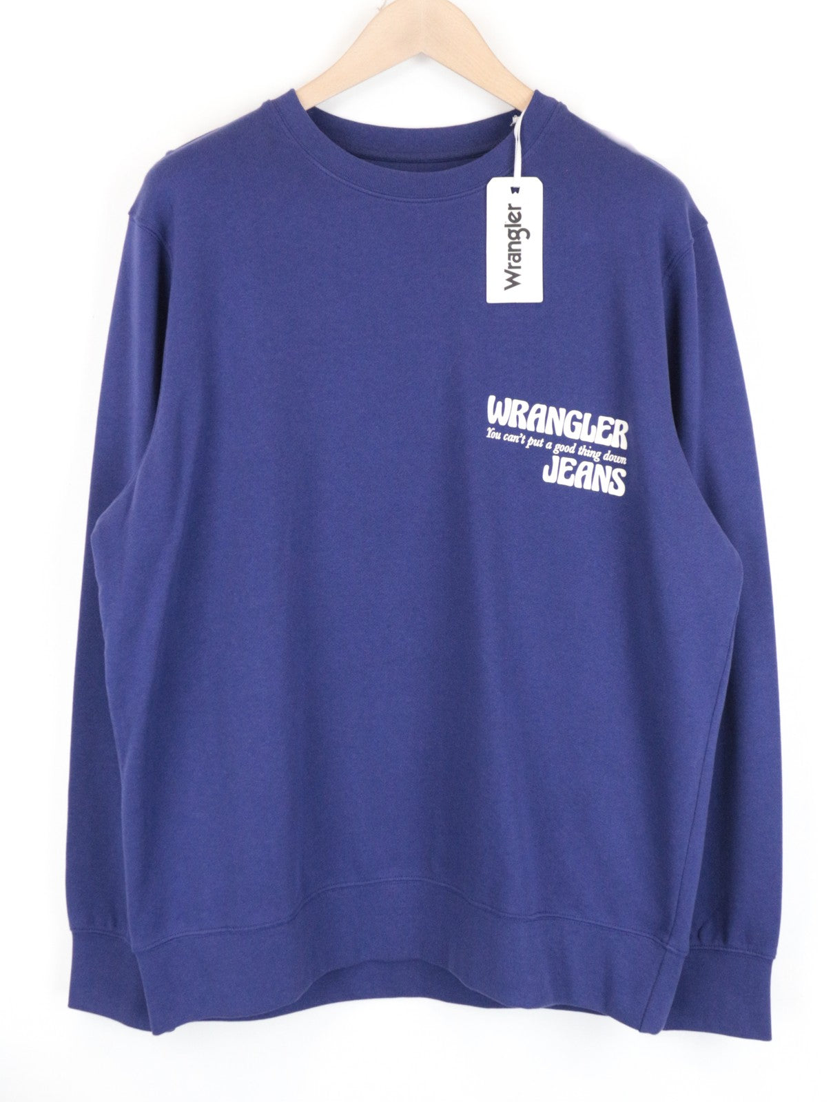 WRANGLER Men Sweatshirt M Purple Pure Cotton Long Sleeved Casual Pull On