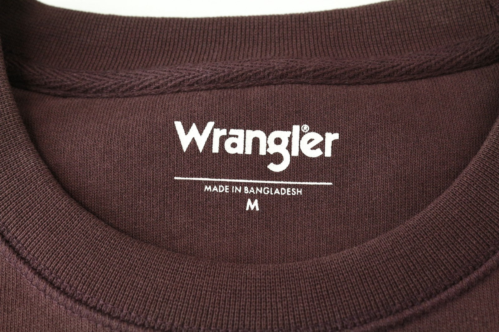 WRANGLER Men Sweatshirt M Brown Pure Cotton Logo Print Long Sleeved Pull On