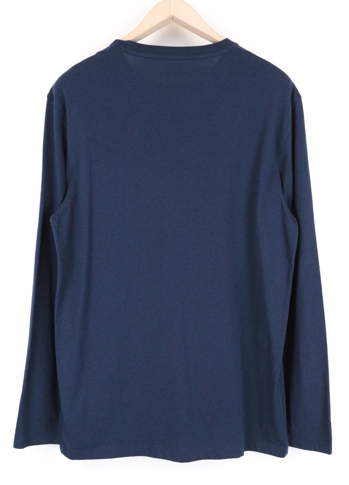 WRANGLER Men T-Shirt M Blue Pure Cotton Long Sleeved Pull On Casual Logo