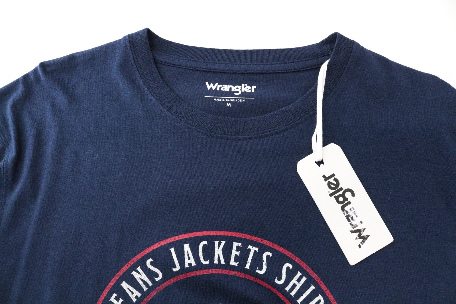 WRANGLER Men T-Shirt M Blue Pure Cotton Long Sleeved Pull On Casual Logo