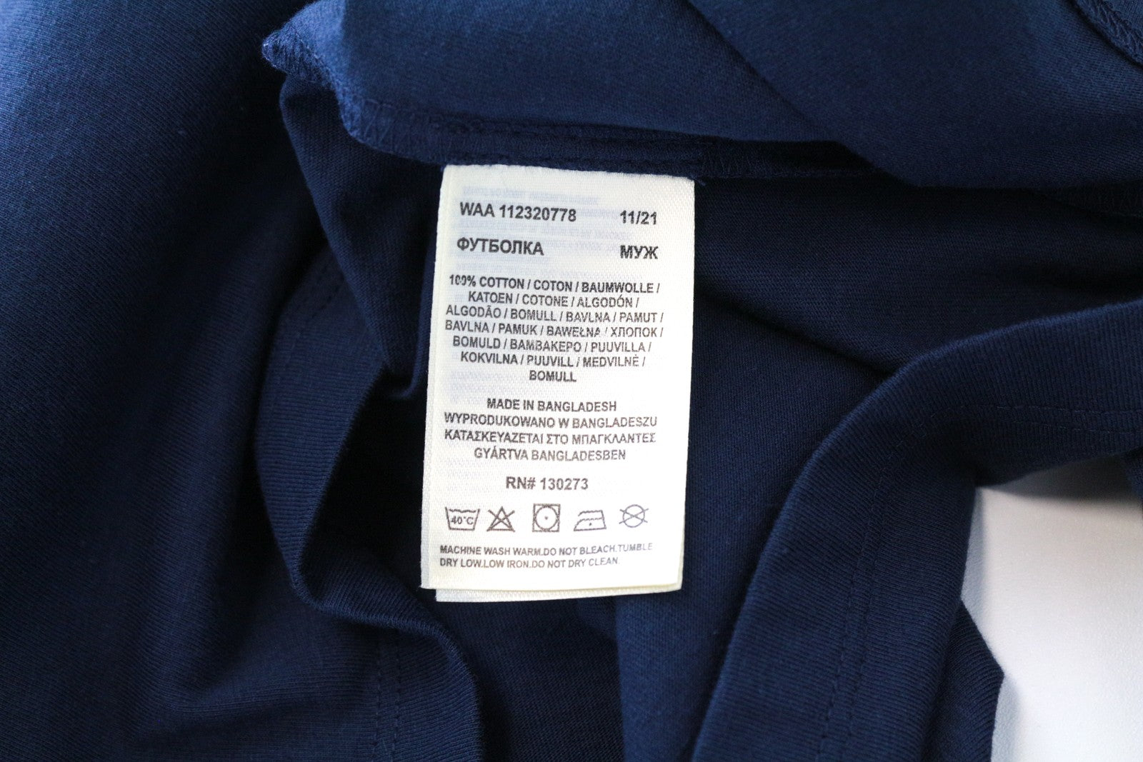 WRANGLER Men T-Shirt M Blue Pure Cotton Long Sleeved Pull On Casual Logo