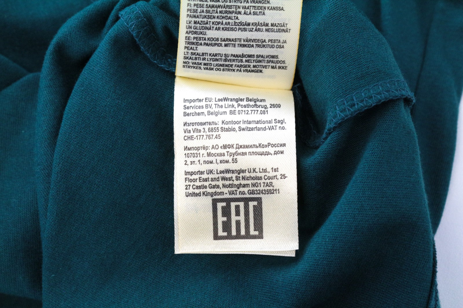 LEE Men T-Shirt M Green Pure Cotton Short Sleeved Pull On Logo Casual