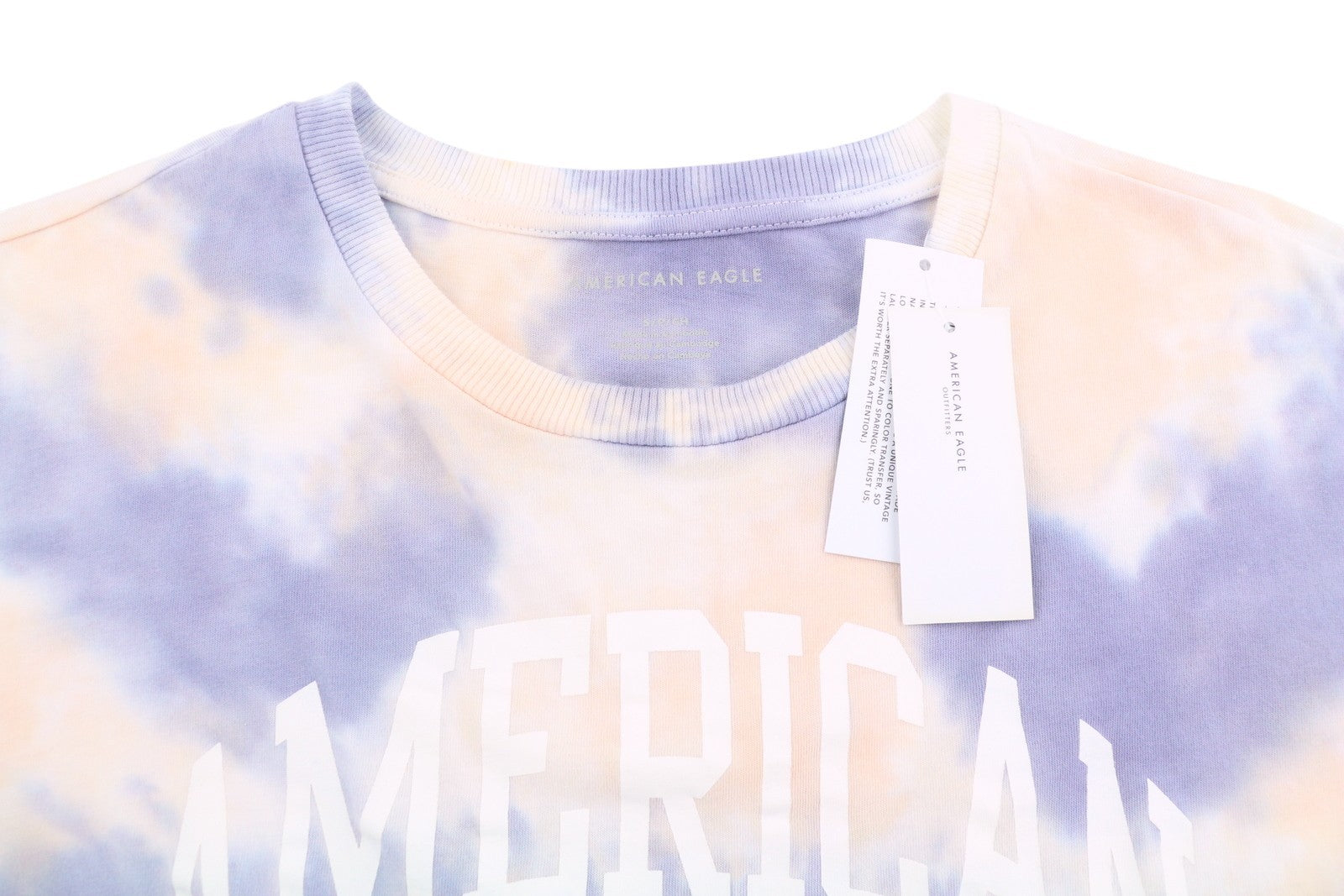 AMERICAN EAGLE OUTFITTERS Women T-Shirt S Purple Tie-Dye Short Sleeve