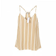 AMERICAN EAGLE OUTFITTERS Women T-Shirt M Beige Stripe V-Neck Sleeveless