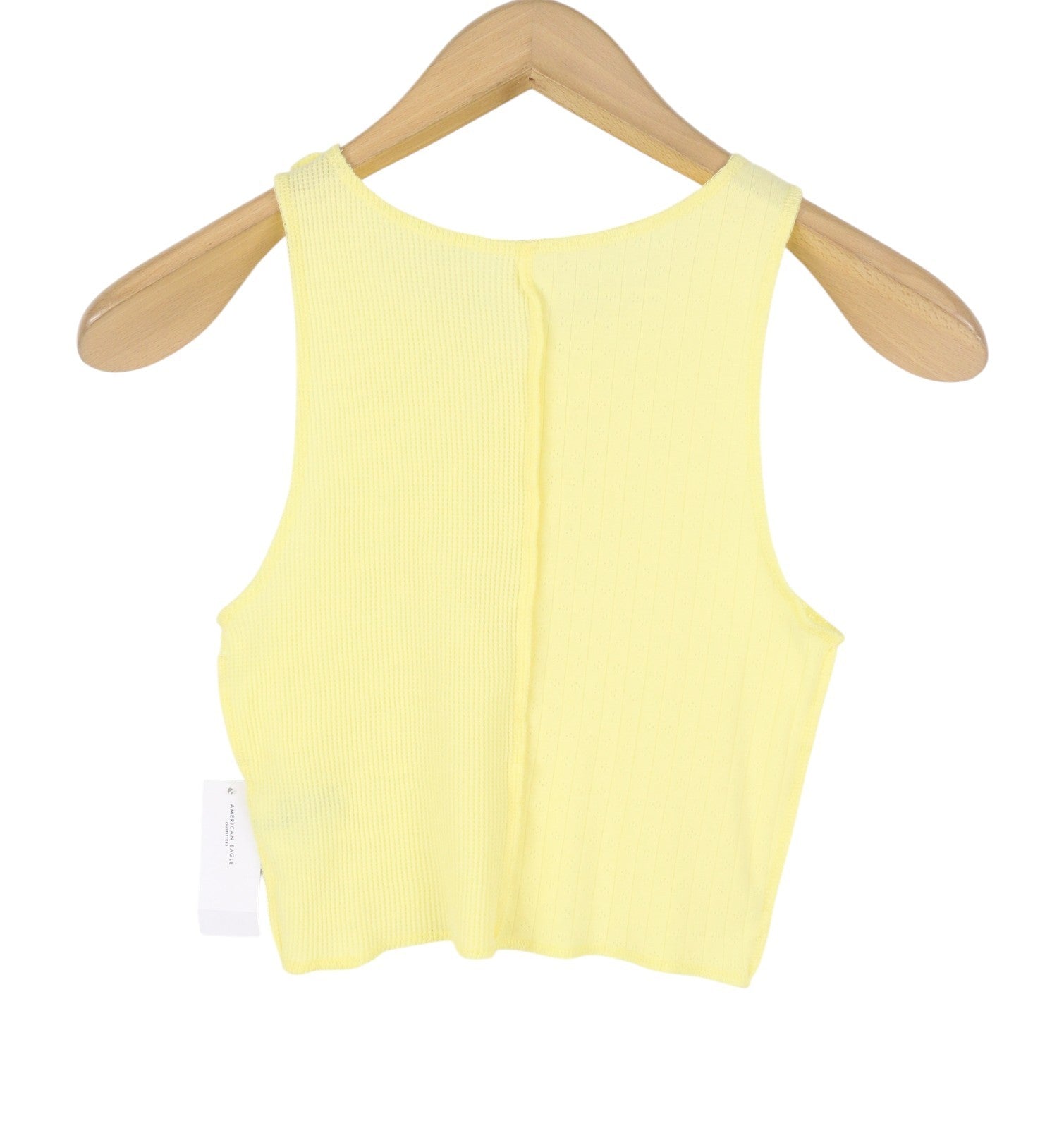 AMERICAN EAGLE OUTFITTERS Women T-Shirt XS Yellow Ribbed Cropped Sleeveless