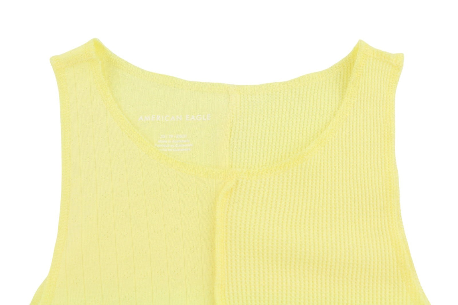 AMERICAN EAGLE OUTFITTERS Women T-Shirt XS Yellow Ribbed Cropped Sleeveless