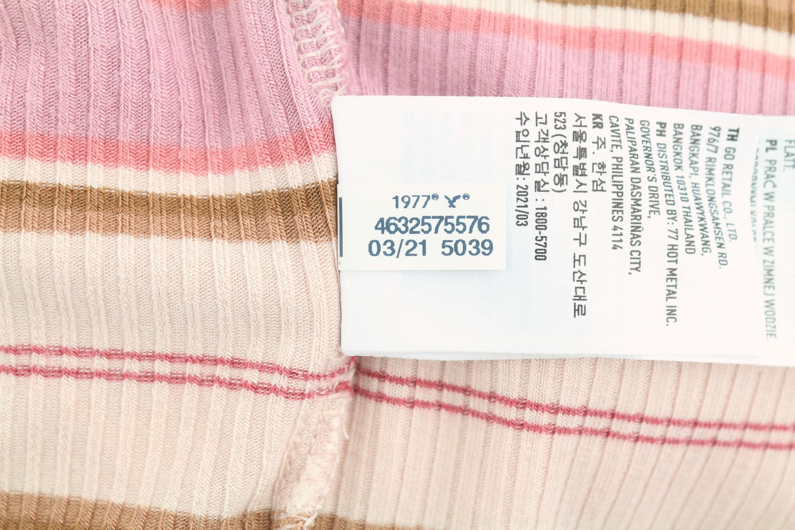 AMERICAN EAGLE OUTFITTERS Women T-Shirt M Pink Stripe Ribbed Cropped Sleeveless