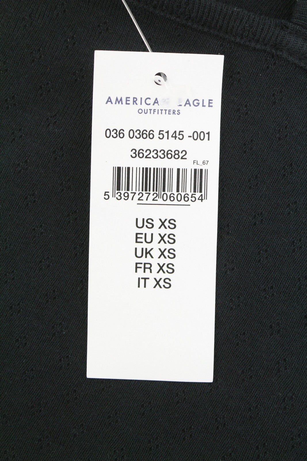 AMERICAN EAGLE OUTFITTERS Women T-Shirt XS Black Lace Trim Cropped Sleeveless