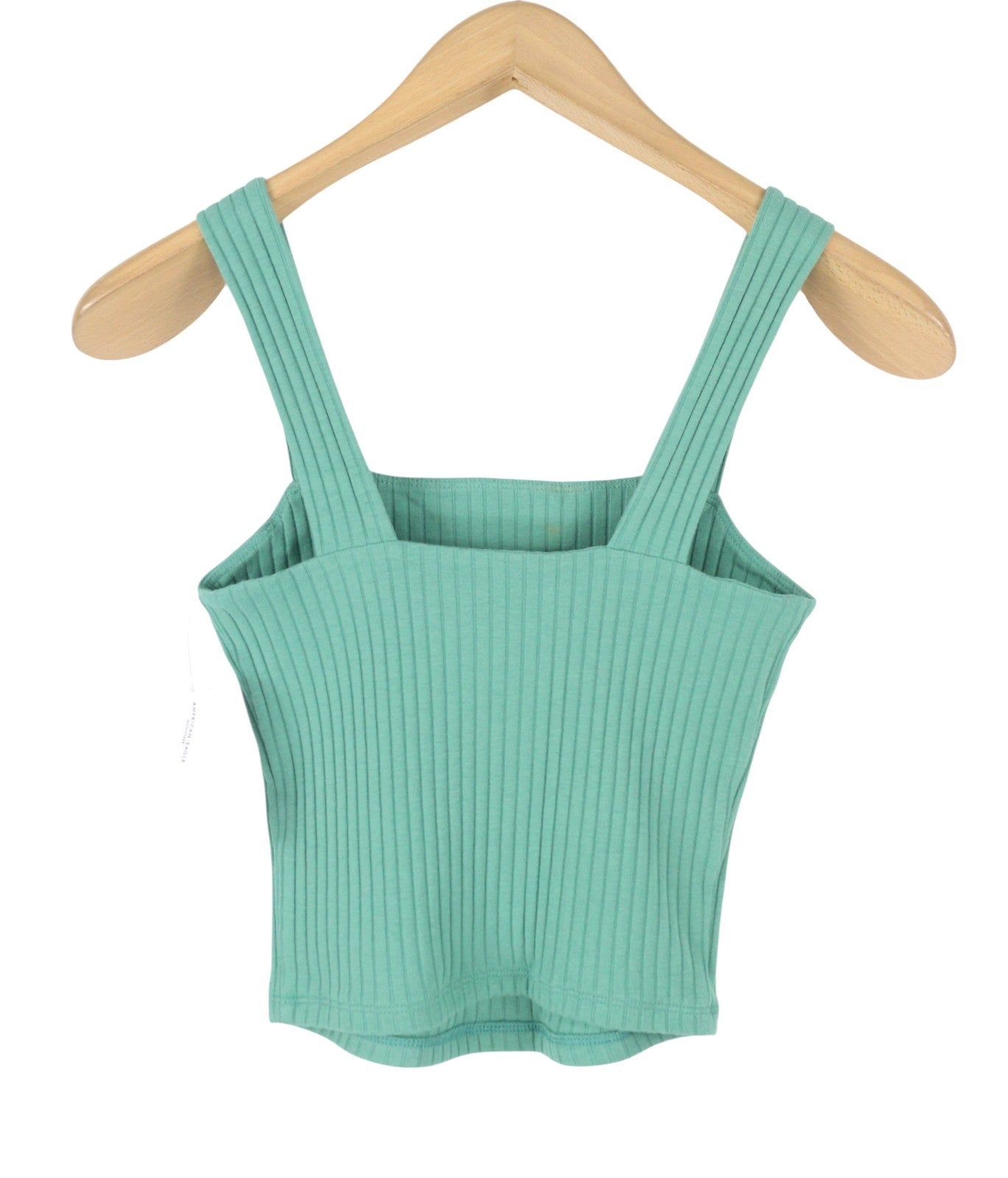 AMERICAN EAGLE OUTFITTERS Women T-Shirt XS Green Ribbed Cropped Sleeveless