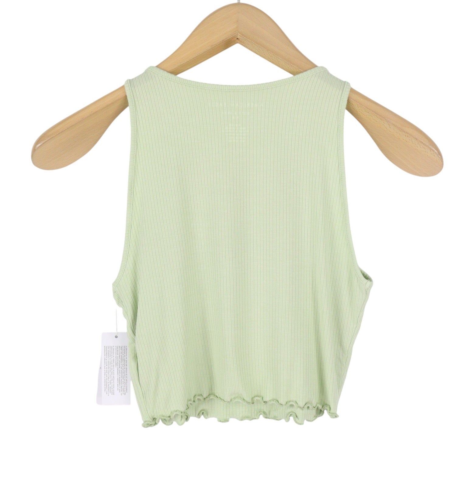 AMERICAN EAGLE OUTFITTERS Women T-Shirt S Green Ribbed Cropped Sleeveless 2PC