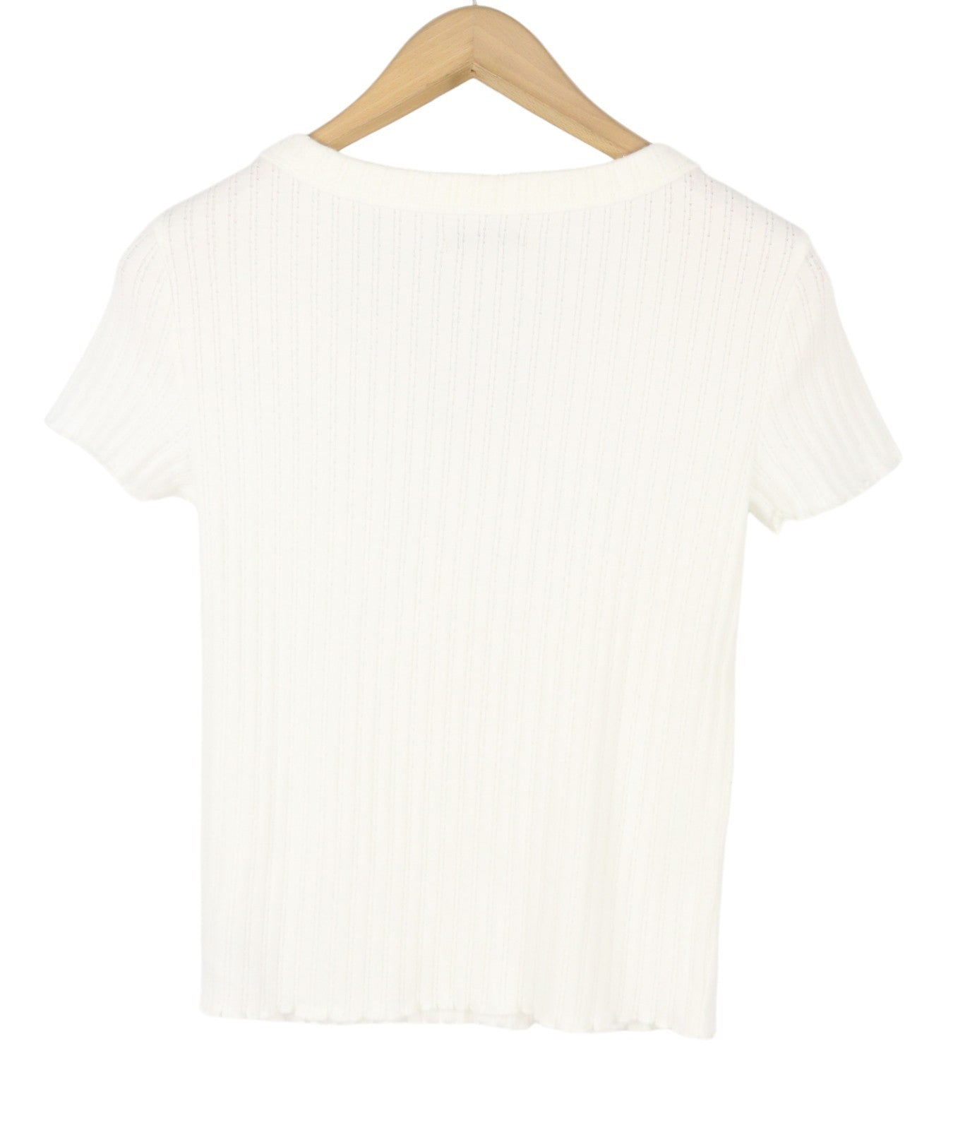 AMERICAN EAGLE OUTFITTERS Women T-Shirt M White Ribbed V-Neck Short Sleeve