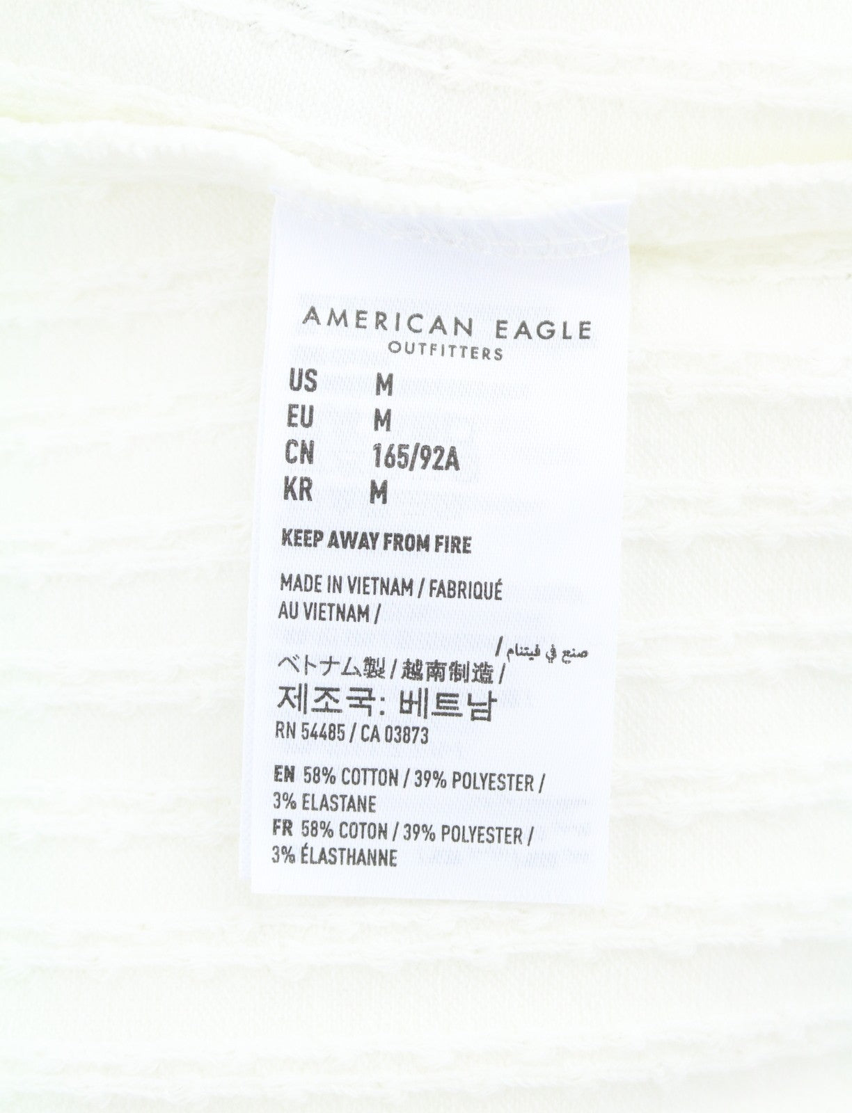 AMERICAN EAGLE OUTFITTERS Women T-Shirt M White Ribbed V-Neck Short Sleeve