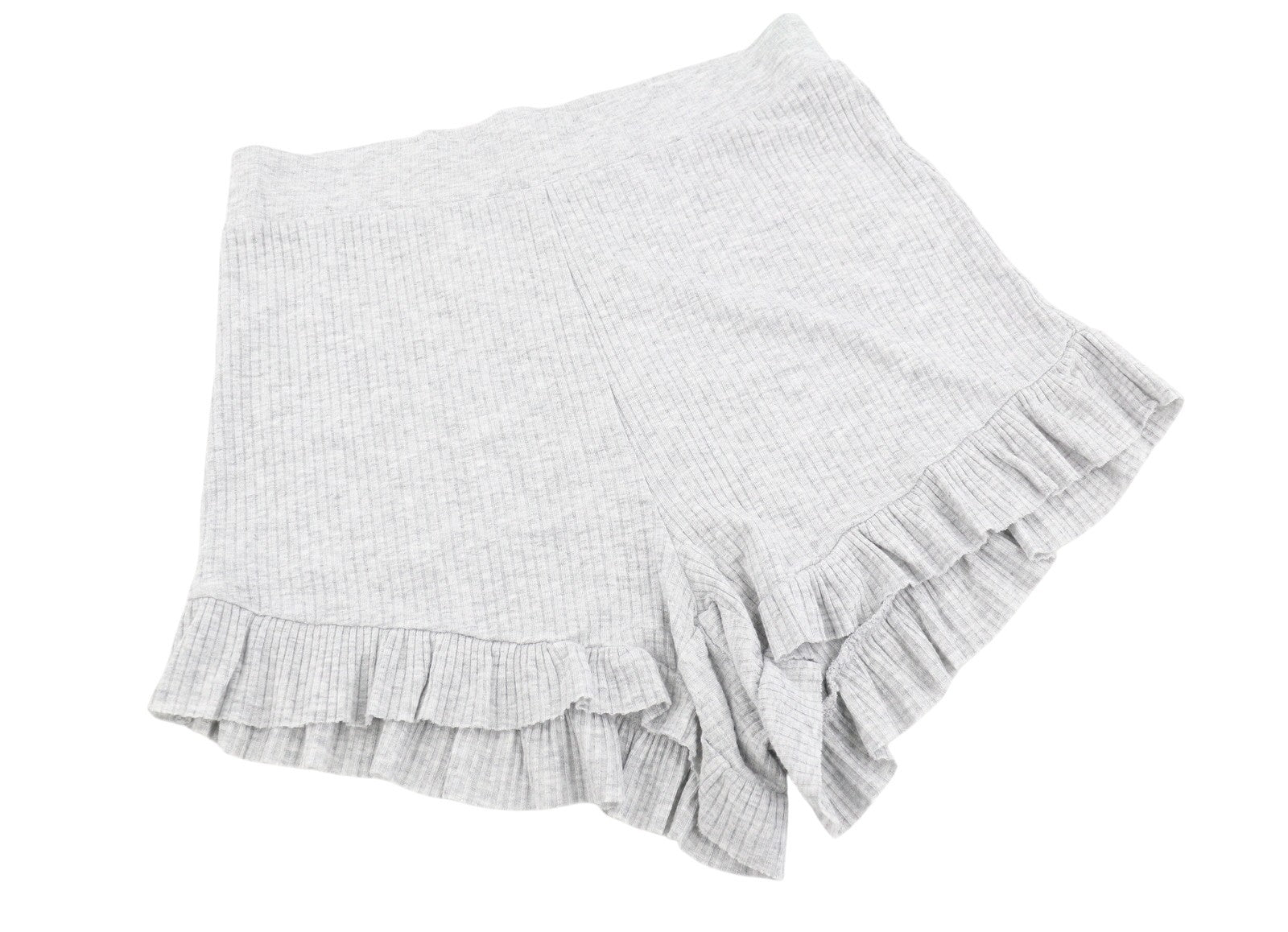 AERIE Sleepwear Women Shorts S Melange Grey Ribbed Stretch Pyjama 2PC