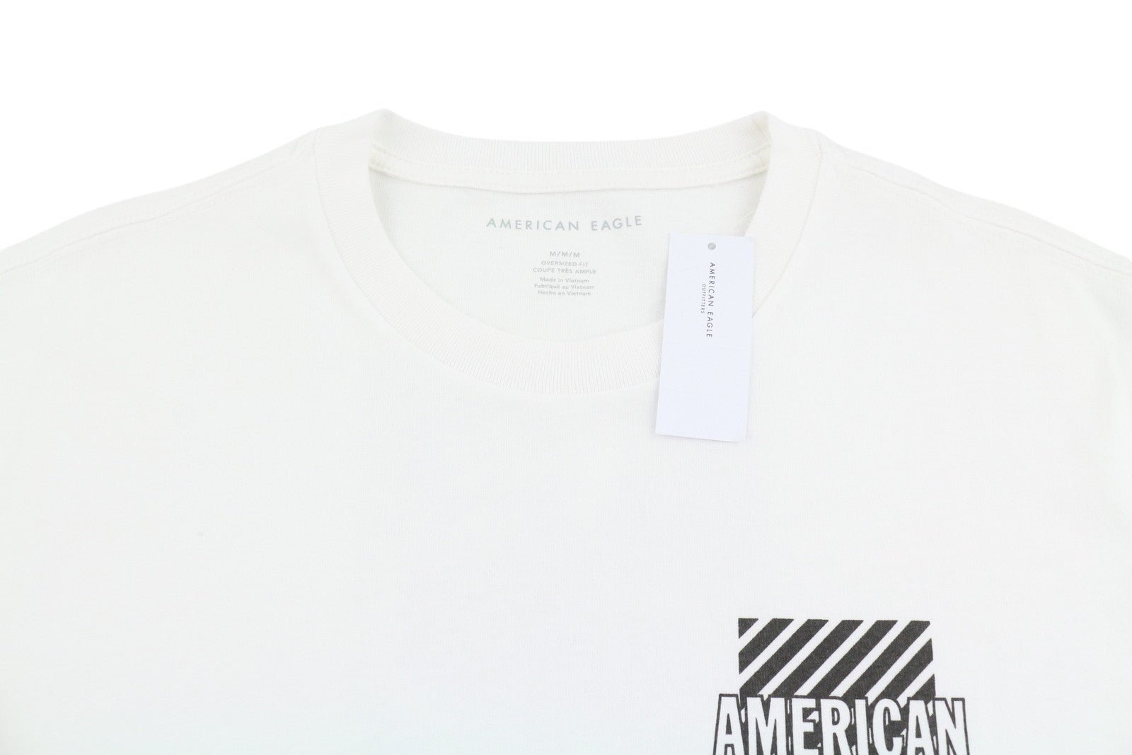 AMERICAN EAGLE OUTFITTERS Oversized Fit Men T-Shirt M White Tricot Short Sleeve