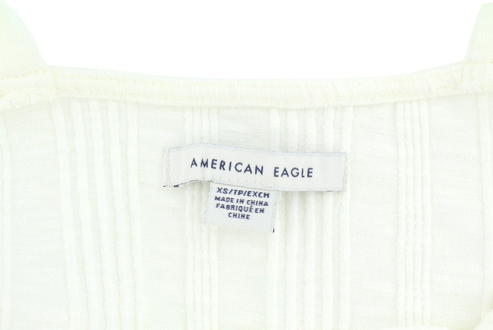 AMERICAN EAGLE OUTFITTERS Women T-Shirt XS White Ribbed Cropped Sleeveless