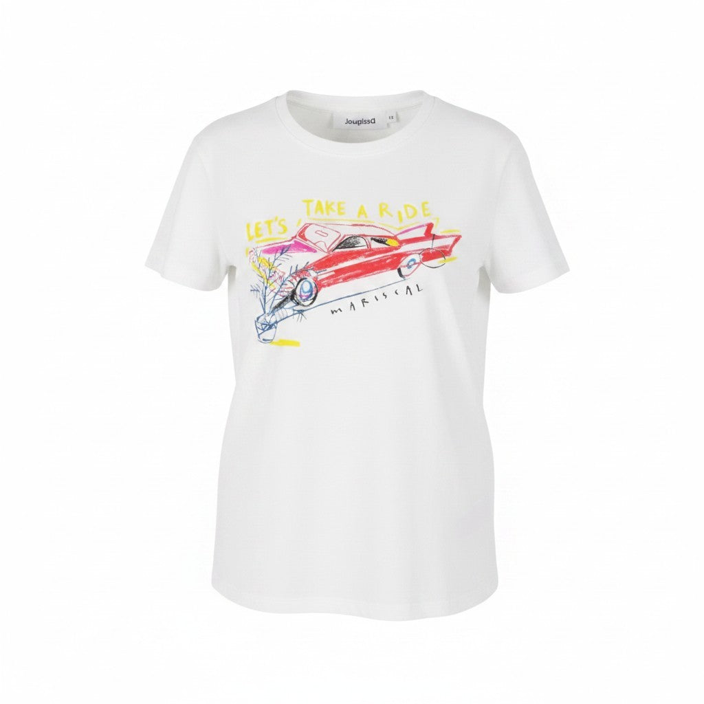 DESIGUAL Cadillac Women T-Shirt XS White Tricot Crew Collar Short Sleeve