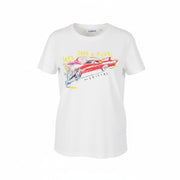 DESIGUAL Cadillac Women T-Shirt XS White Tricot Crew Collar Short Sleeve