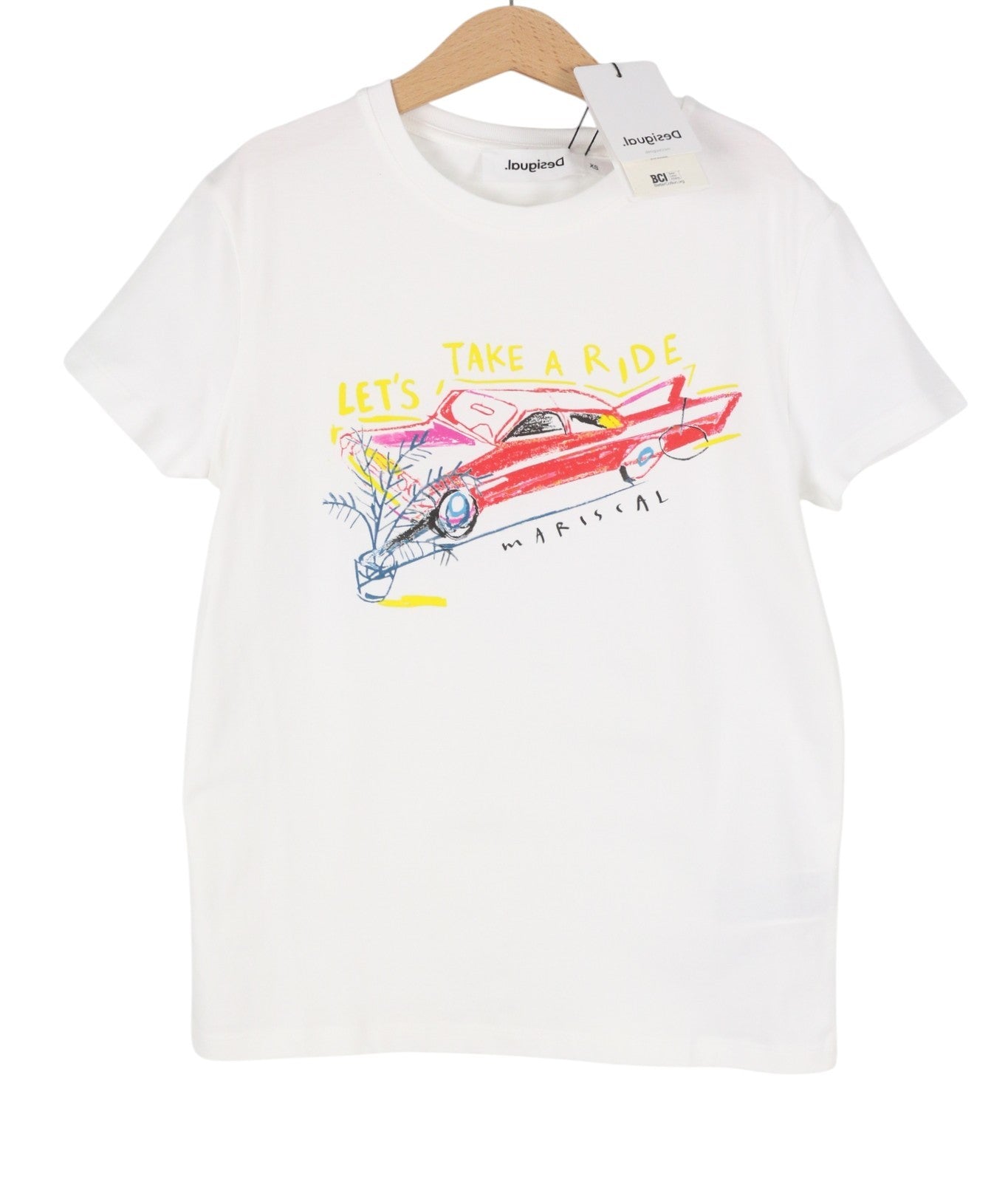 DESIGUAL Cadillac Women T-Shirt XS White Tricot Crew Collar Short Sleeve