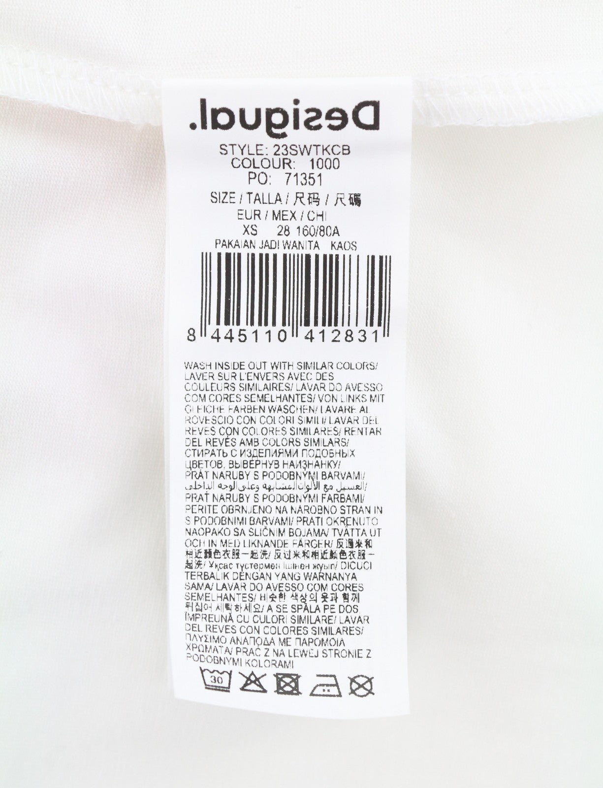 DESIGUAL Cadillac Women T-Shirt XS White Tricot Crew Collar Short Sleeve
