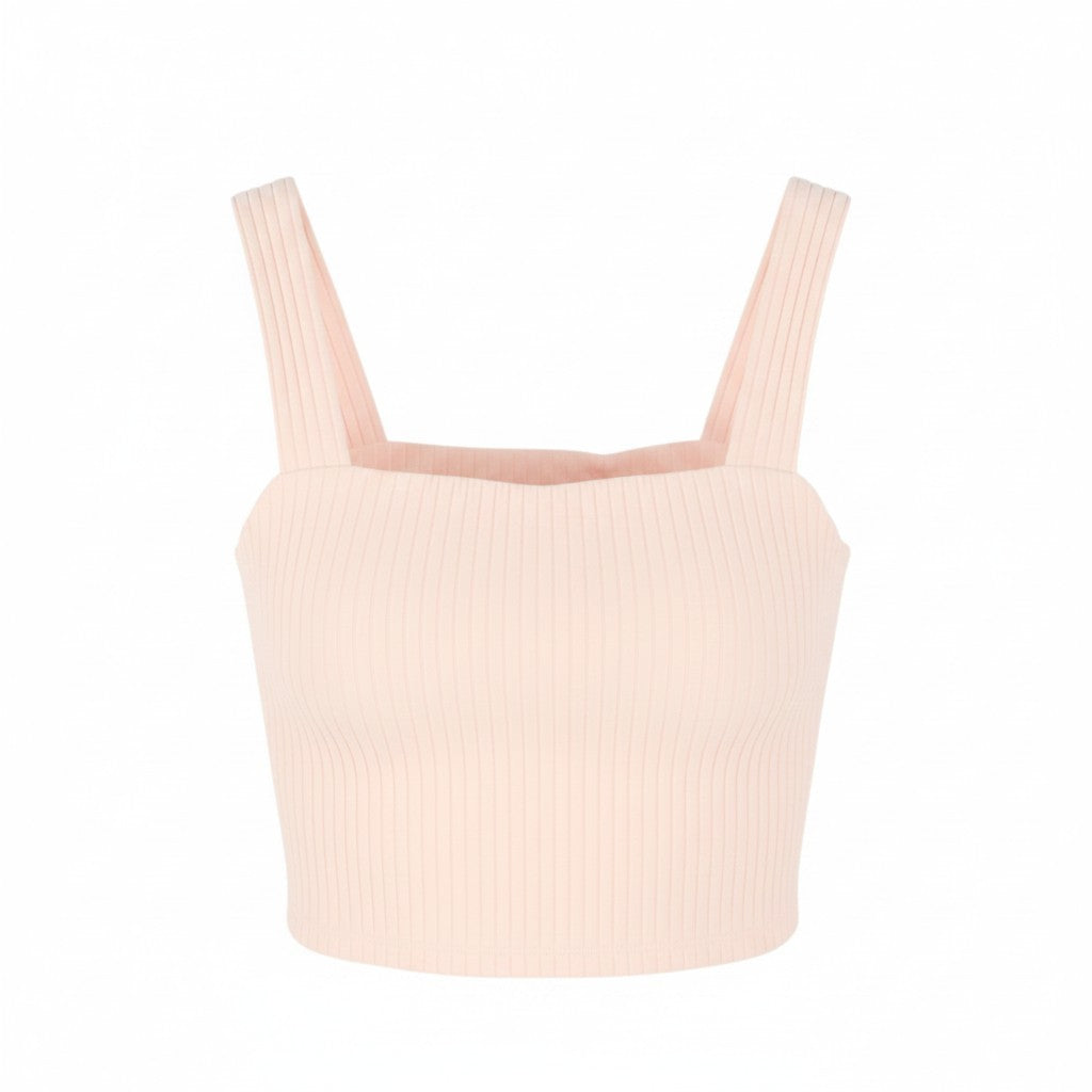 AMERICAN EAGLE OUTFITTERS Women T-Shirt S Light Pink Ribbed Cropped Sleeveless