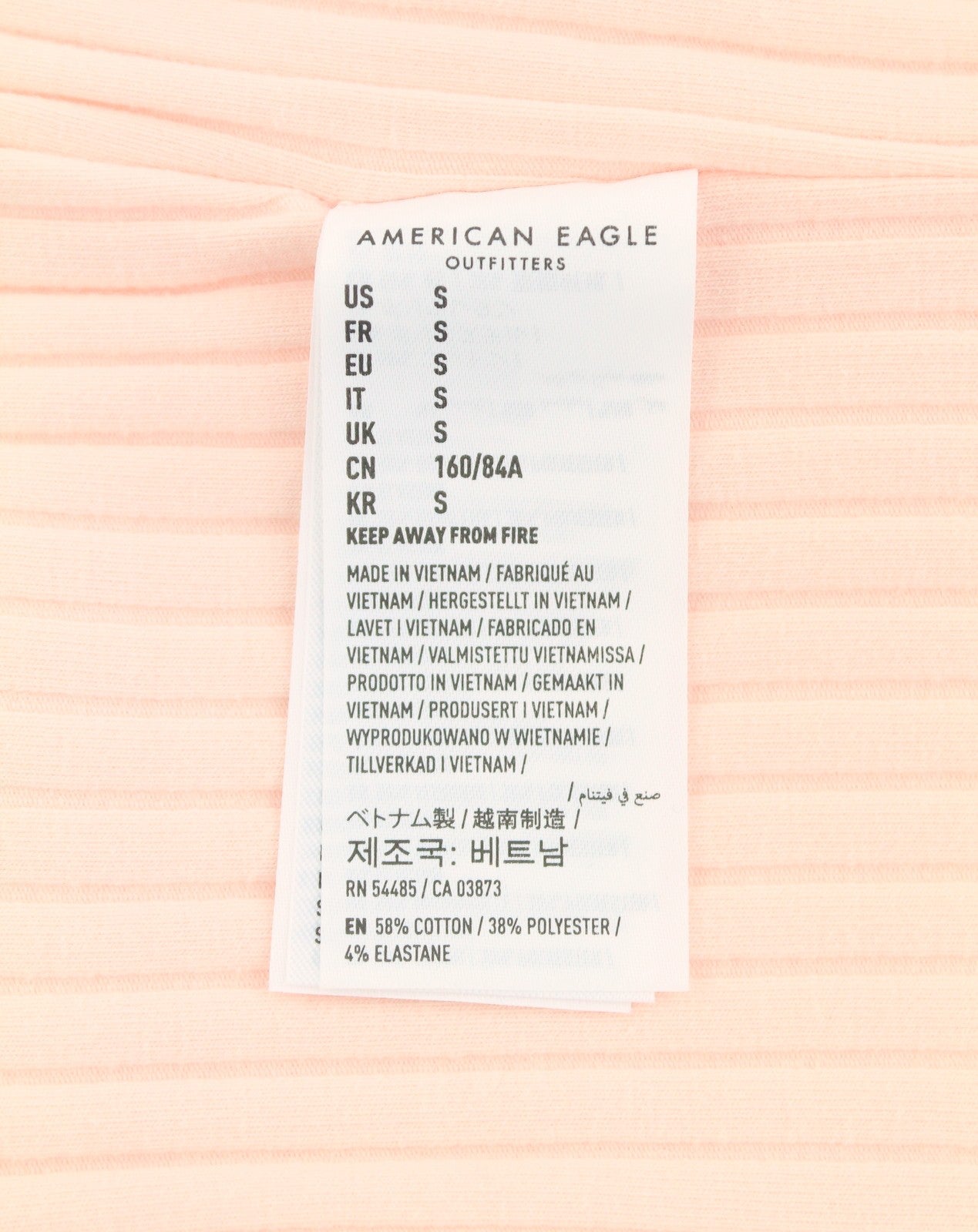 AMERICAN EAGLE OUTFITTERS Women T-Shirt S Light Pink Ribbed Cropped Sleeveless