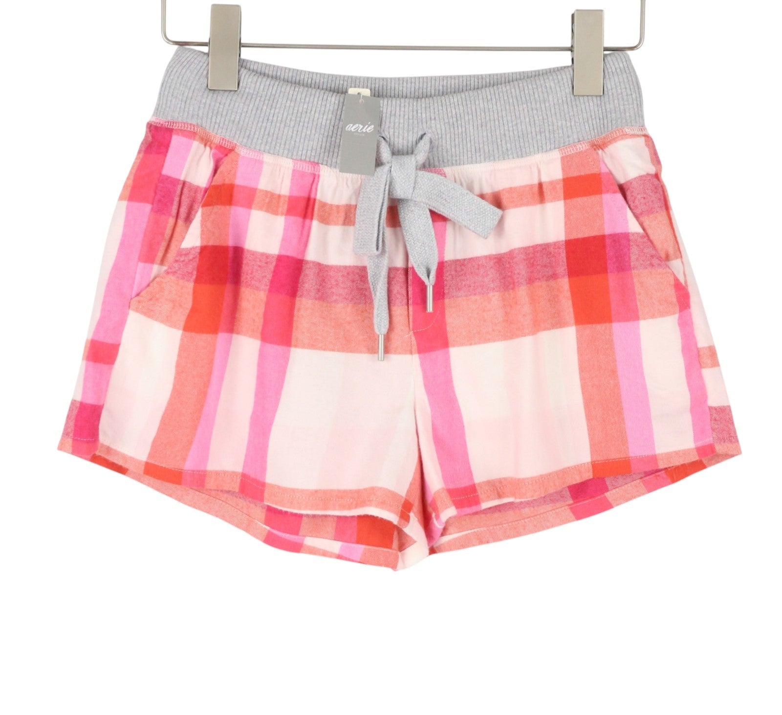 AERIE Sleepwear Women Shorts S Colourful Plaid Flannel Drawstring Waist