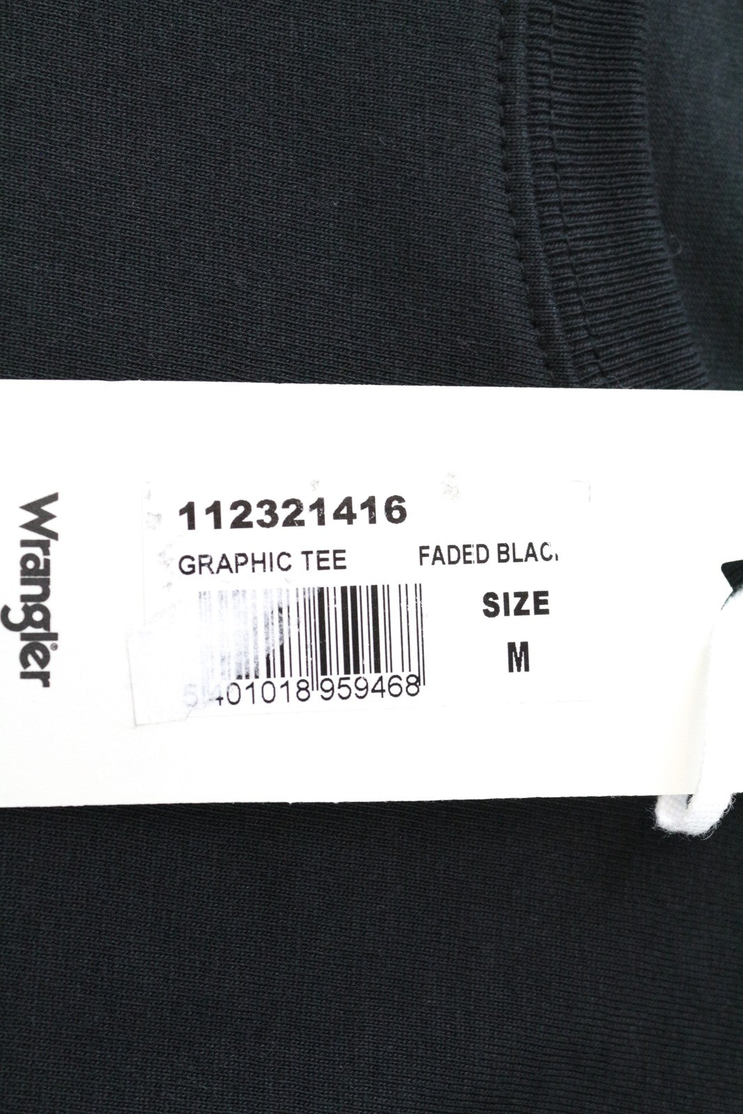 WRANGLER Men T-Shirt M Washed Black Pure Cotton Short Sleeved Pull On Logo