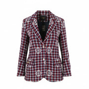 MAJE Vargelo Women Blazer 38 M Checked Monogram-Jacquard Embroidered Woven
