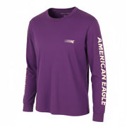 AMERICAN EAGLE OUTFITTERS Men T-Shirt M Purple Cotton Tricot Crew Long Sleeve