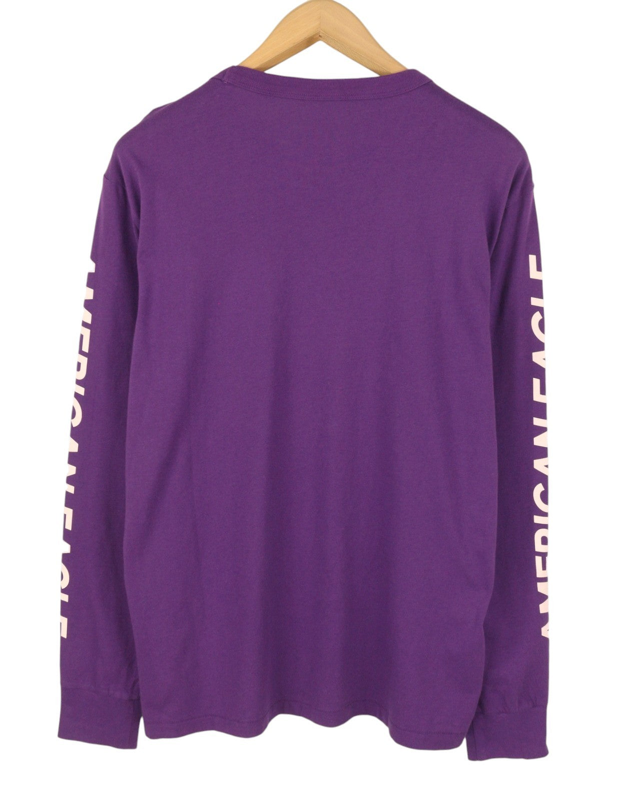 AMERICAN EAGLE OUTFITTERS Men T-Shirt M Purple Cotton Tricot Crew Long Sleeve