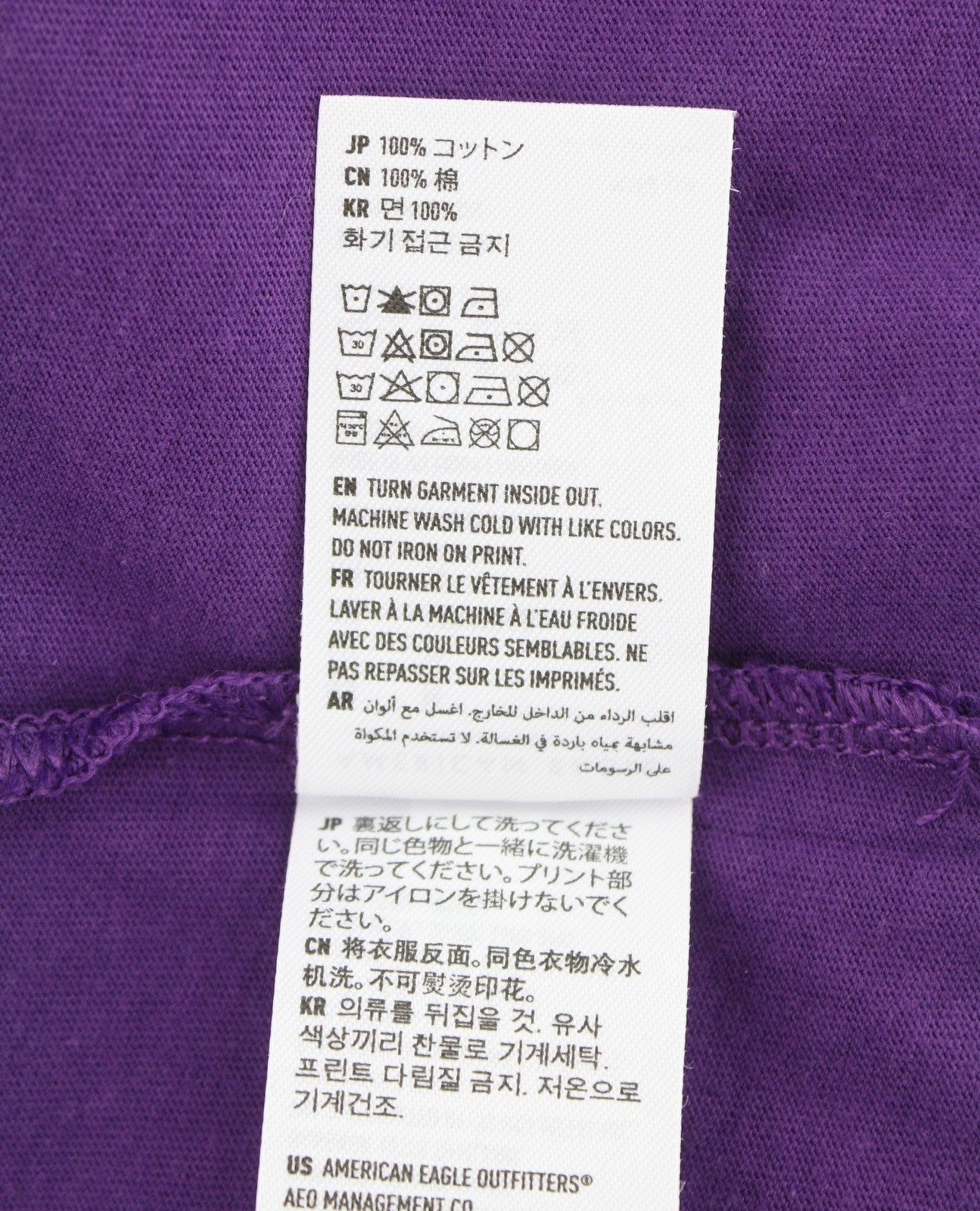 AMERICAN EAGLE OUTFITTERS Men T-Shirt M Purple Cotton Tricot Crew Long Sleeve