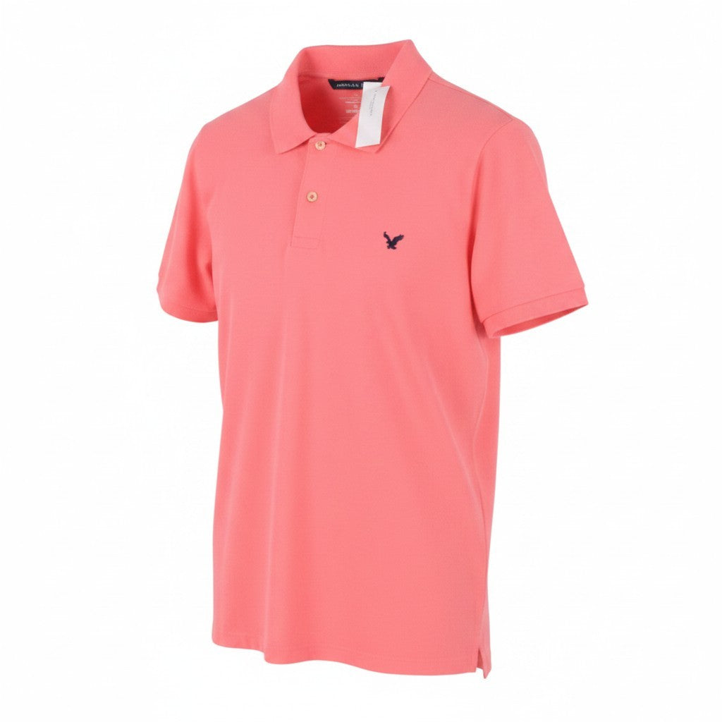 AMERICAN EAGLE OUTFITTERS Slim Fit Men Polos L Peach Tricot Short Sleeved