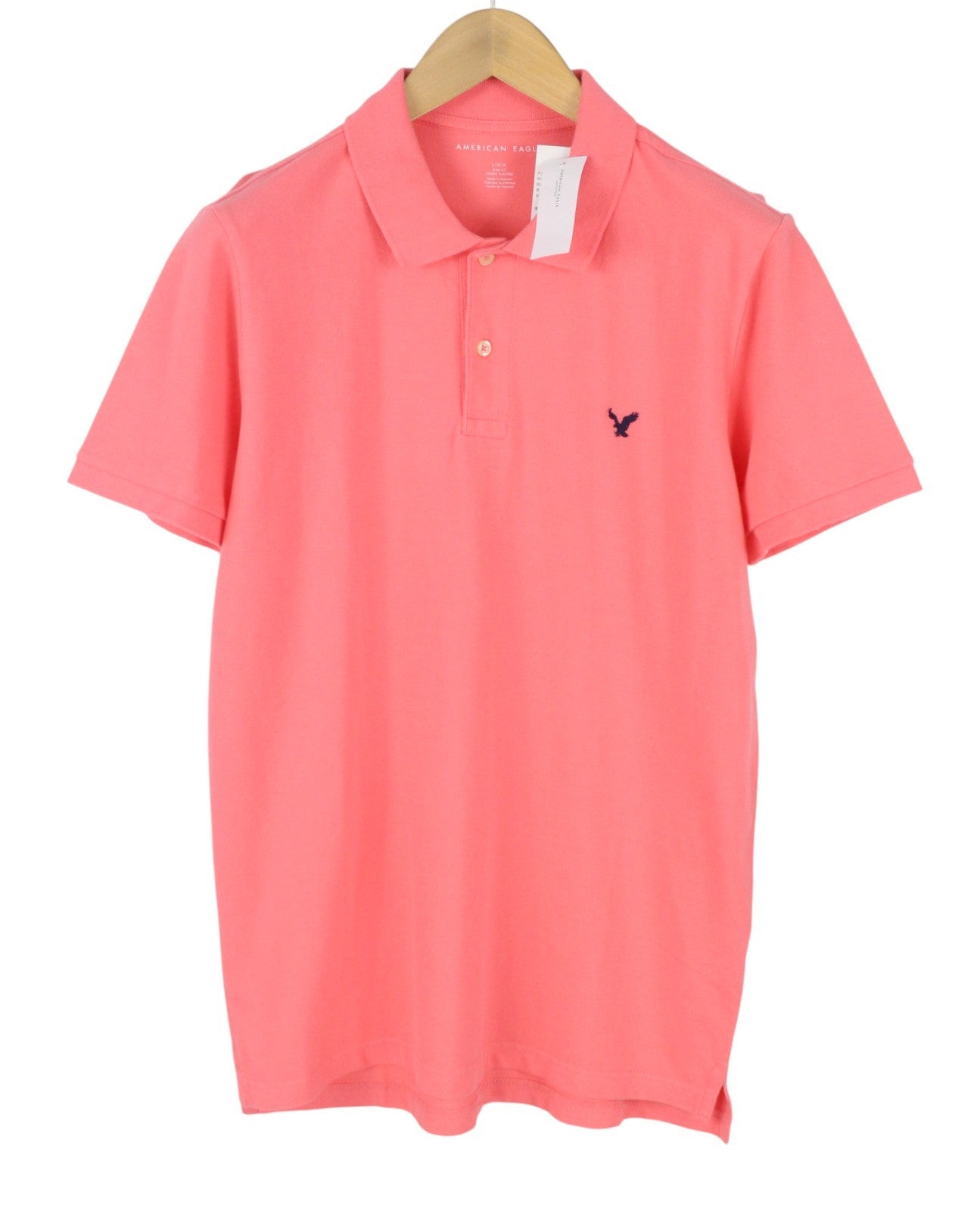 AMERICAN EAGLE OUTFITTERS Slim Fit Men Polos L Peach Tricot Short Sleeved