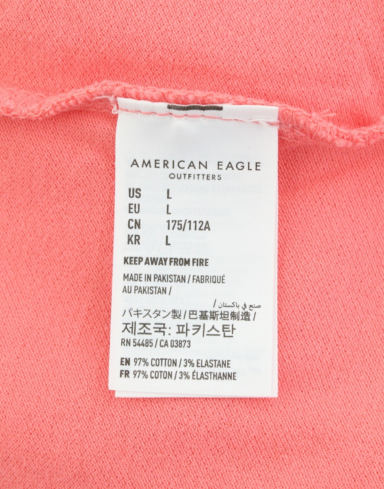 AMERICAN EAGLE OUTFITTERS Slim Fit Men Polos L Peach Tricot Short Sleeved