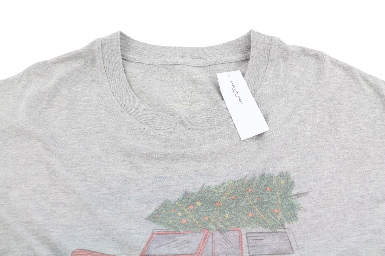 AMERICAN EAGLE OUTFITTERS Men T-Shirt XS/S Grey Melange Car Print Short Sleeve