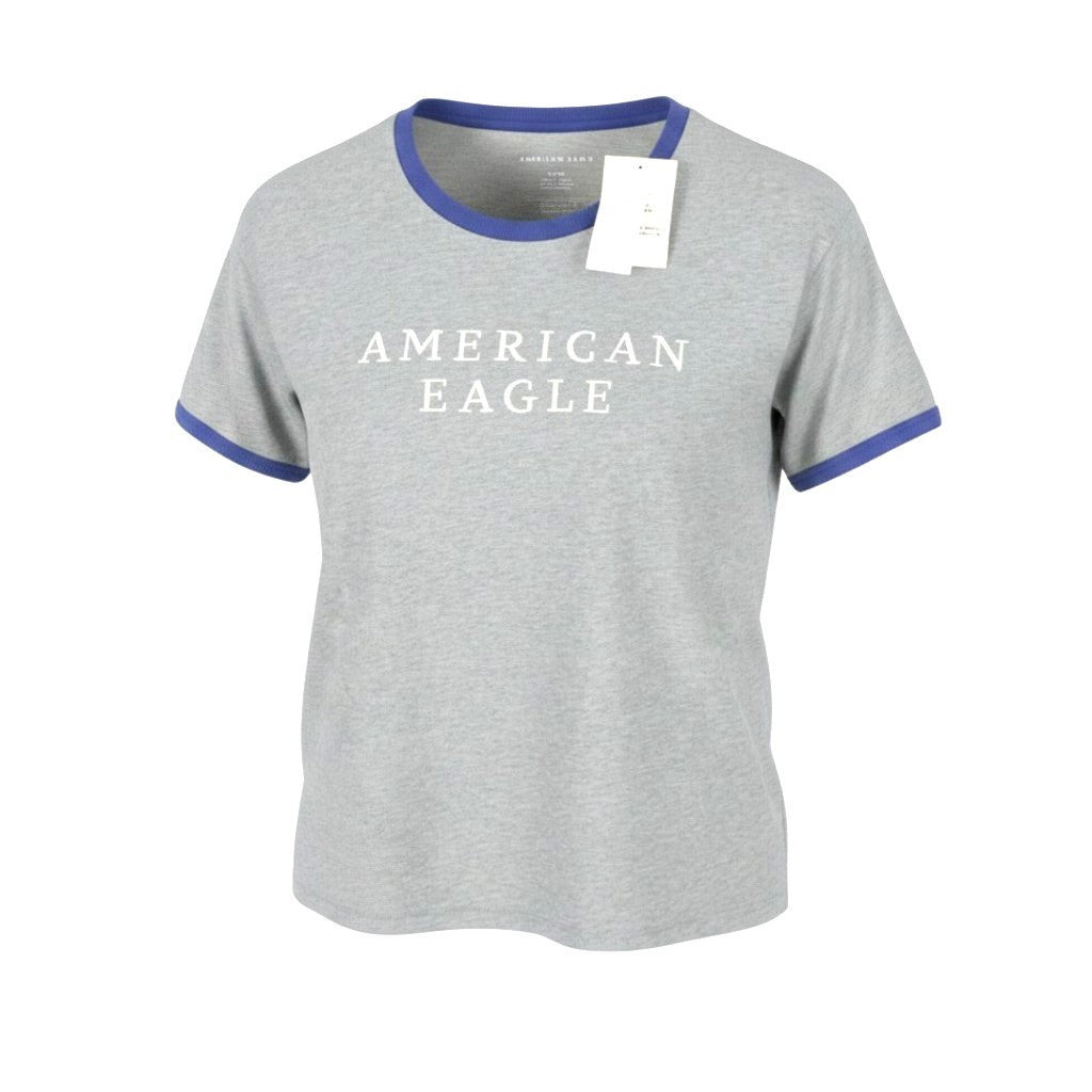AMERICAN EAGLE OUTFITTERS Women T-Shirt S Grey Melange Short Sleeved