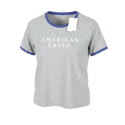 AMERICAN EAGLE OUTFITTERS Women T-Shirt S Grey Melange Short Sleeved