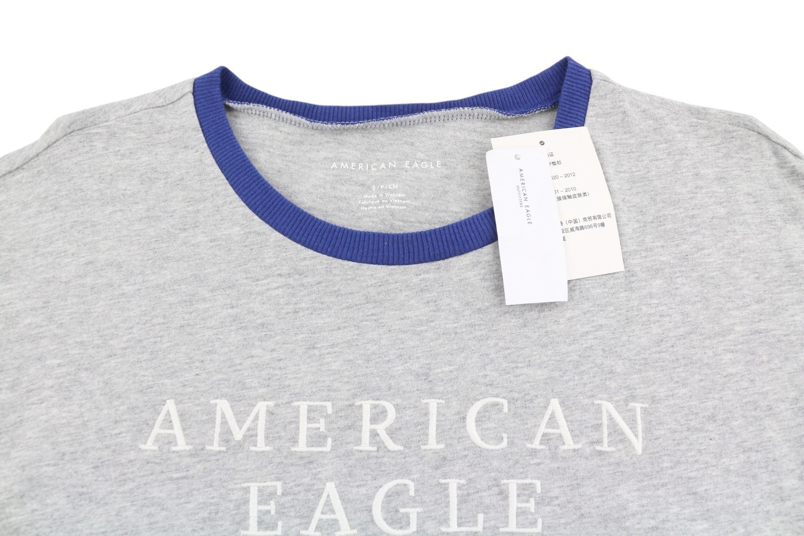 AMERICAN EAGLE OUTFITTERS Women T-Shirt S Grey Melange Short Sleeved