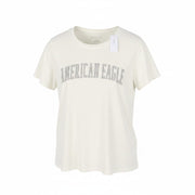 AMERICAN EAGLE OUTFITTERS Women T-Shirt S White Cotton Tricot Short Sleeved