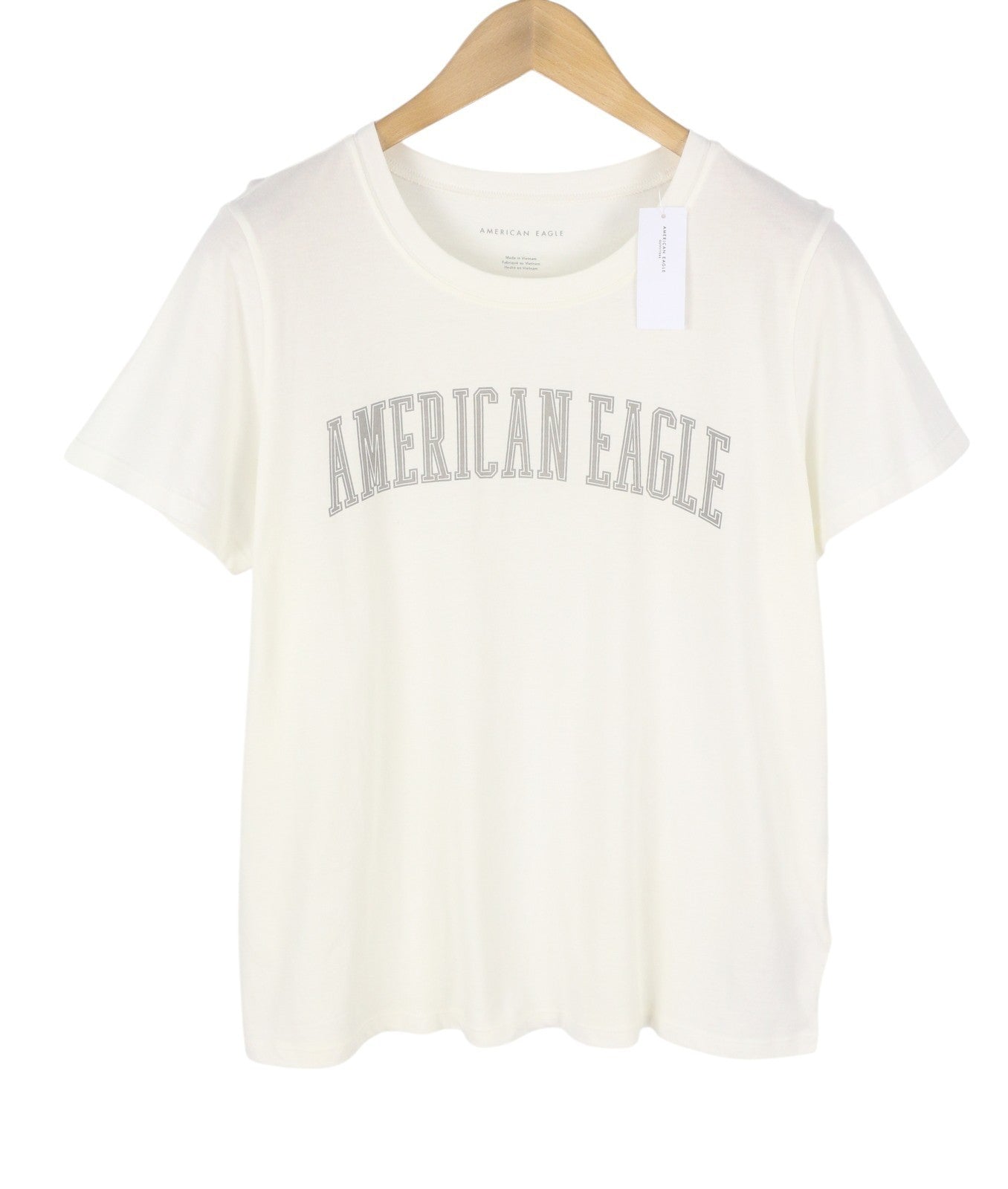 AMERICAN EAGLE OUTFITTERS Women T-Shirt S White Cotton Tricot Short Sleeved