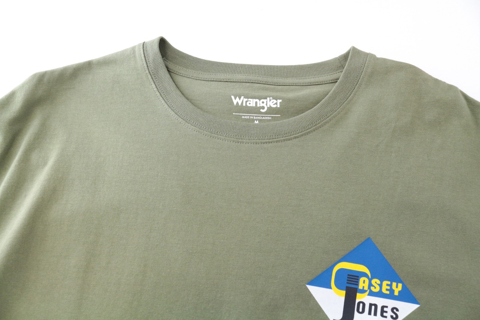 WRANGLER Men T-Shirt M Green Pure Cotton Pull On Short Sleeved Printed Logo