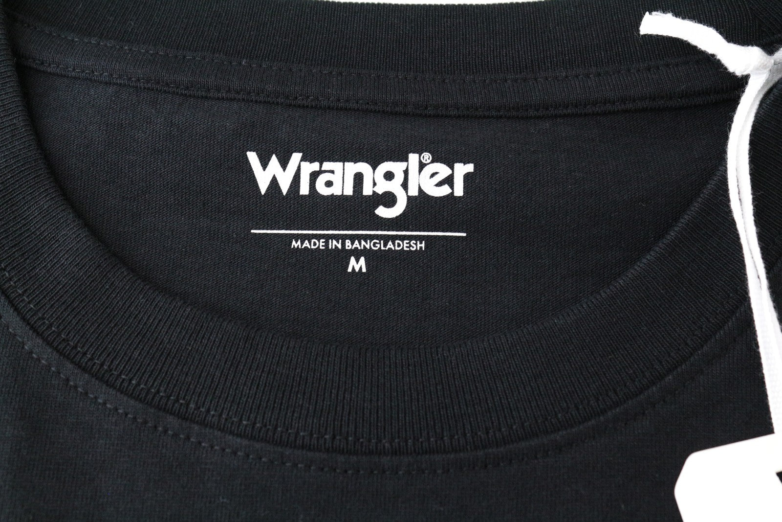 WRANGLER Men T-Shirt M Black Pure Cotton Short Sleeved Pull On Logo Print