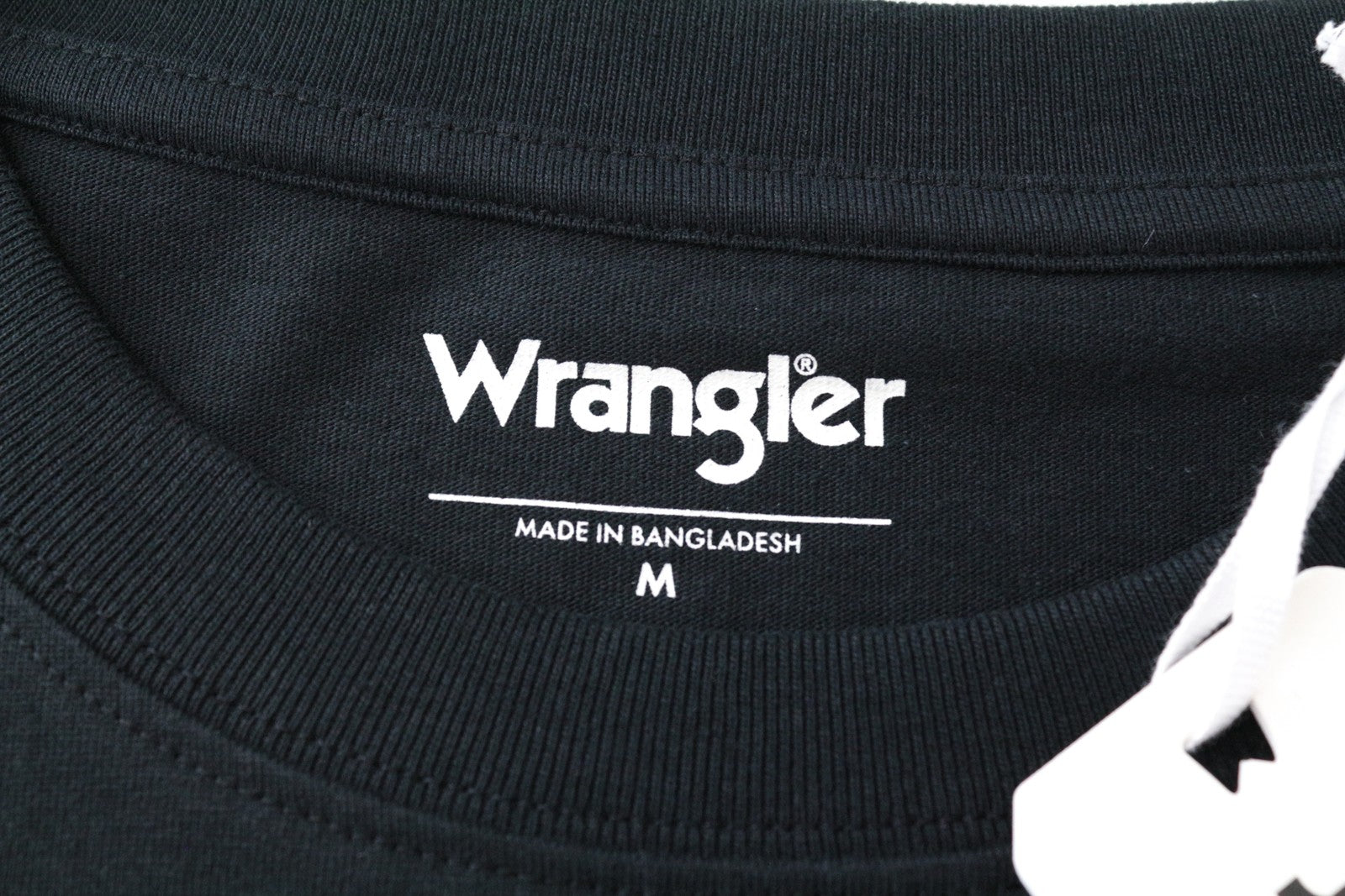 WRANGLER Men T-Shirt M Black Pure Cotton Short Sleeved Pull On Logo